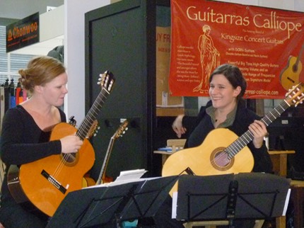CaCoria Guitar Duo at the Guitarras Calliope Stand @ the Frankfurt Music Fair 2012